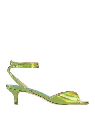 Gold & Rouge Woman Sandals Lime Green Size 8 Textile Fibers