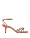 Gold & Rouge Woman Sandals Salmon Pink Size 7 Leather In Pink