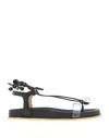 Gold & Rouge Toe Strap Sandals In Black