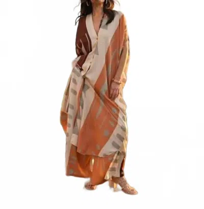 Gold & Silver Paris Long Blouse And Pants Set In Beige In Sand