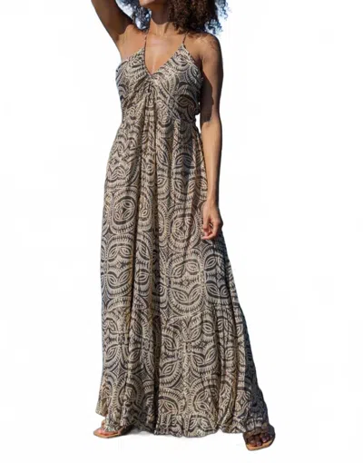 Gold & Silver Paris Soleil D'hampton Maxi Dress In Black In Gray