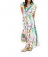 Gold & Silver Print Sun Maxi Dress In Multi In Multi
