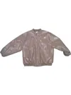 Gold & Silver Women's Leather Bomber Jacket In Taupe In Gray