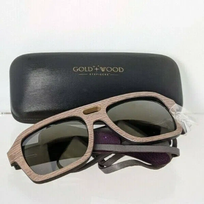 Pre-owned Gold And Wood Brand Authentic  Sunglasses Ashbury 02 56mm Wood Frame In Gray
