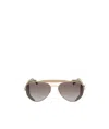 Gold And Wood Logo Sunglasses In Gray