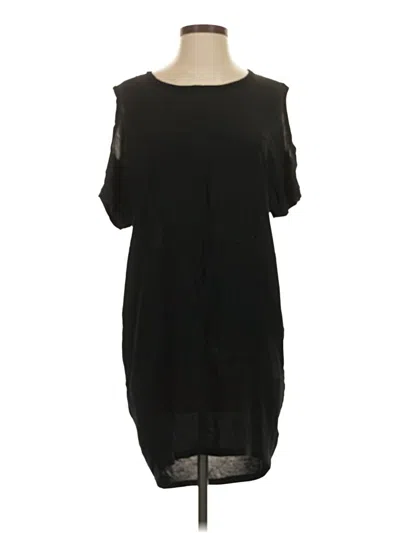 Pre-owned Gold Hawk 3/4 Sleeve Silk Top Black Cold Shoulder Neckline Tops