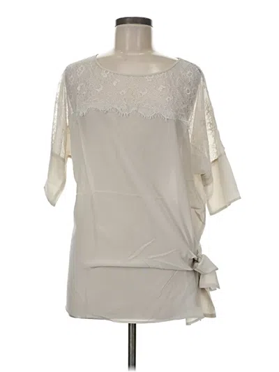 Pre-owned Gold Hawk 3/4 Sleeve Silk Top Gray One Shoulder Neckline Tops