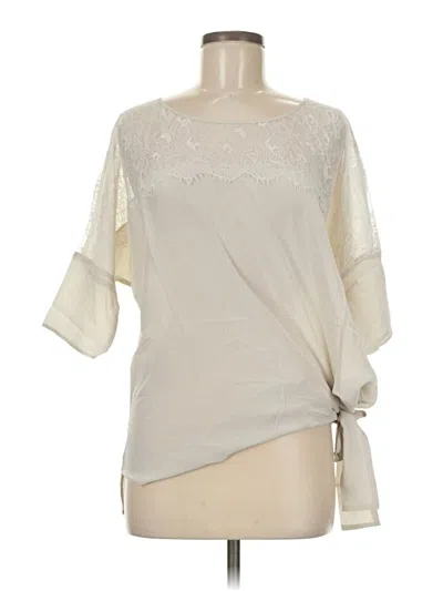 Pre-owned Gold Hawk 3/4 Sleeve Silk Top Ivory One Shoulder Neckline Tops