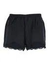 Gold Hawk Black Shorts With Elastic Waist And Lace Details In Silk Woman In Black