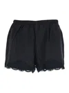 Gold Hawk Black Shorts With Elastic Waist And Lace Details In Silk Woman In Black