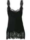 Gold Hawk Lace Trim Tank Top In Black