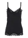 Gold Hawk Black Sleeveless Top With Adjustable Spaghetti Straps And Floral Emellishment In Silk Woman