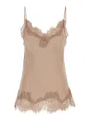 Gold Hawk Coco Beige Camie Top With Tonal Lace Trim In Silk Woman In Neutral
