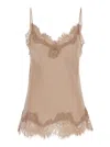 GOLD HAWK 'COCO' BEIGE CAMIE TOP WITH TONAL LACE TRIM IN SILK WOMAN