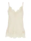 GOLD HAWK 'COCO' WHITE CAMIE TOP WITH TONAL LACE TRIM IN SILK WOMAN