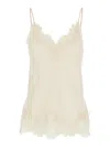 GOLD HAWK COCO WHITE CAMIE TOP WITH TONAL LACE TRIM IN SILK WOMAN