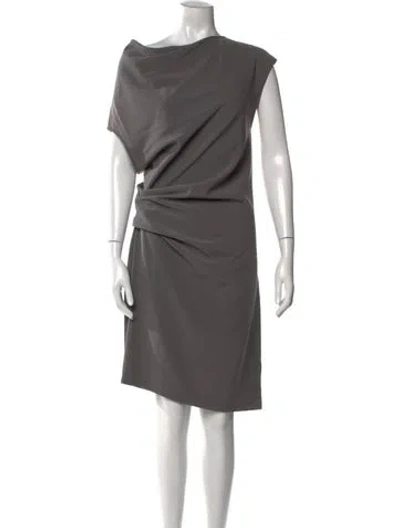Pre-owned Gold Hawk Cowl Neck Midi Length Dress In Gray