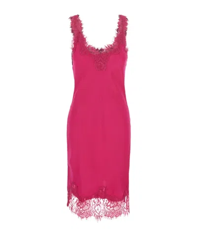 Gold Hawk Dress With V-neck And Long Sleeves In Pink