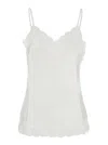 Gold Hawk White Sleeveless Top With Adjustable Spaghetti Straps And Floral Emellishment In White