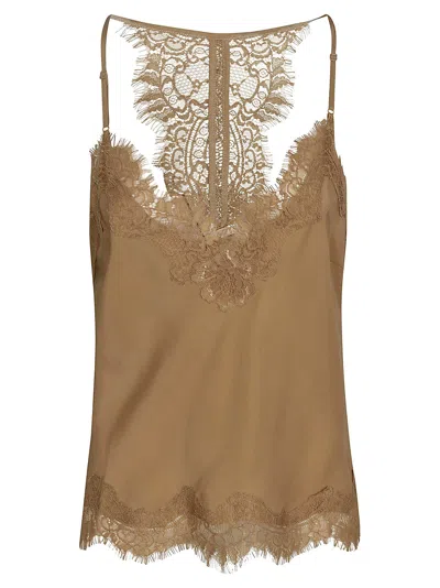 Gold Hawk Floral Laced Top In Desert Sand