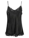 Gold Hawk Black Sleeveless Top With Adjustable Spaghetti Straps And Floral Emellishment In Black