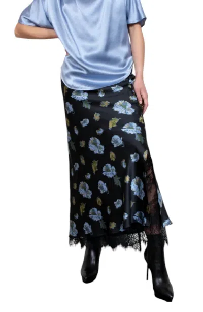 Gold Hawk Forgiven Floral Slip Skirt In Black