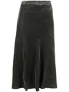 Gold Hawk Grey Velvet Flared Midi Skirt In Grey