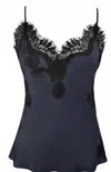 Gold Hawk Harper Bias Cami In Blue Ink/black In Blue
