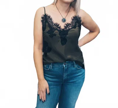 Gold Hawk Harper Bias Cami In Moss Green/black