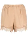 Gold Hawk Lace Inserts Shorts In Beige