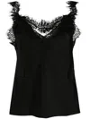 Gold Hawk Lace Panel Silk Blouse In Black