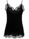 Gold Hawk Coco Black Camie Top With Tonal Lace Trim In Silk Woman In Black