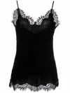 Gold Hawk Lace-trim Sleeveless Top In Black