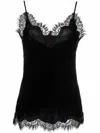 Gold Hawk Coco Black Camie Top With Tonal Lace Trim In Silk Woman In Black