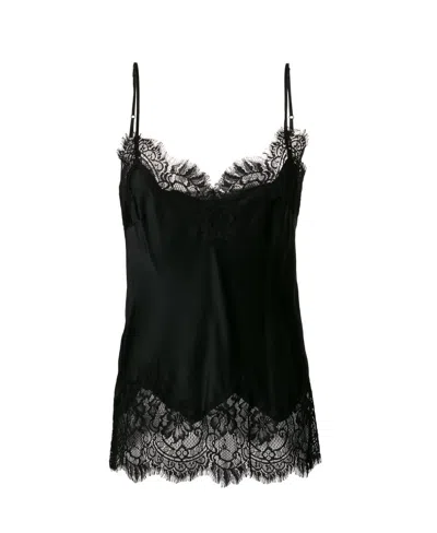 Gold Hawk Lace-trim Camisole Top In Black