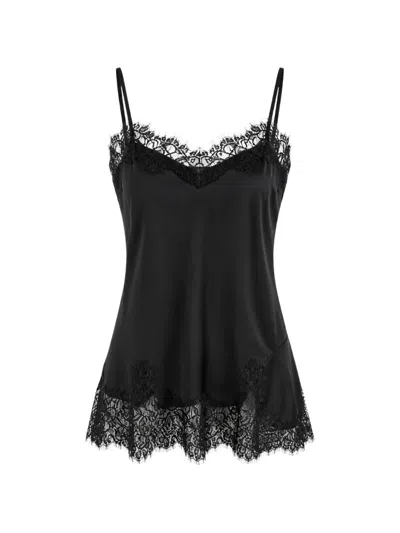 Gold Hawk Lace-trim Camisole Top In Black