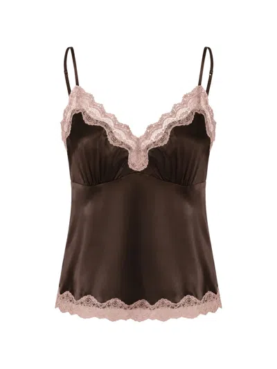 Gold Hawk Lace-trim Camisole Top In Brown