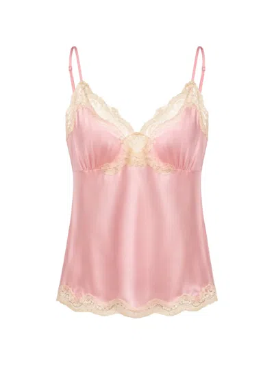 Gold Hawk Lace-trim Top In Pink