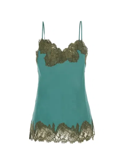 Gold Hawk Marilyn Bias Lace-trim Top In Green