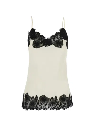 Gold Hawk Marilyn Lace-trim Silk Top In Multi