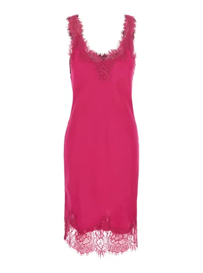 Gold Hawk Dress With V-neck And Long Sleeves In Pink