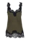 Gold Hawk Megan Green Sleeveless Top With Lace Details In Silk Woman In Green
