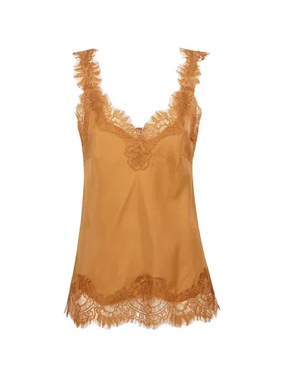Gold Hawk Megan Lace-trim Silk Camisole In Brown
