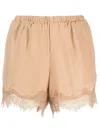 Gold Hawk Lace Inserts Shorts In Beige