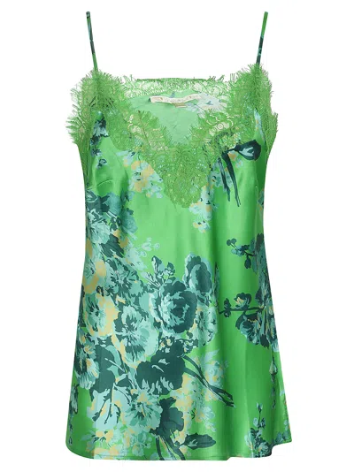 Gold Hawk Printed Laced Top In Apple Green Napa Floral