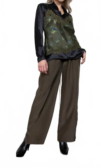 Gold Hawk Printed Lucy Camisole In Moss Green Flora Garden Print In Multi