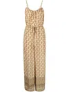 Gold Hawk Printed Silk Jumpsuit