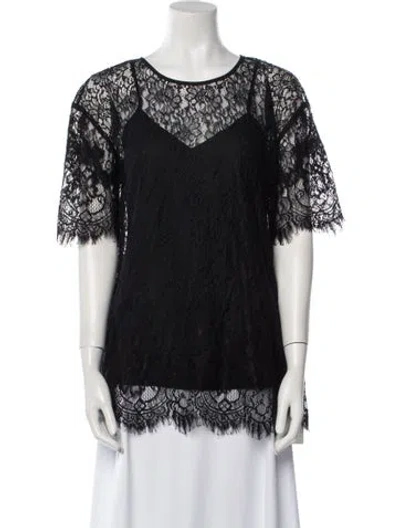 Pre-owned Gold Hawk Scoop Neck Short Sleeve Tunic In Black
