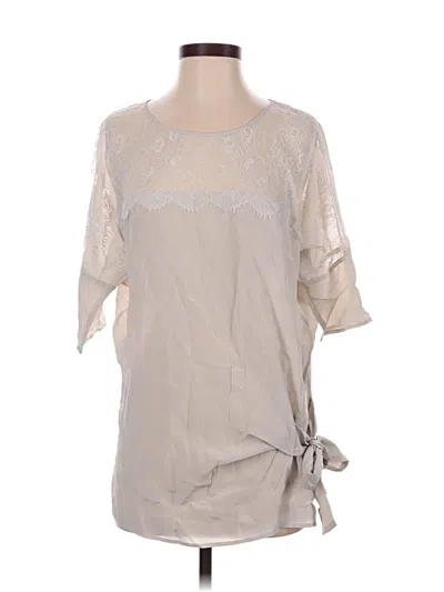 Pre-owned Gold Hawk Short Sleeve Blouse In Tan