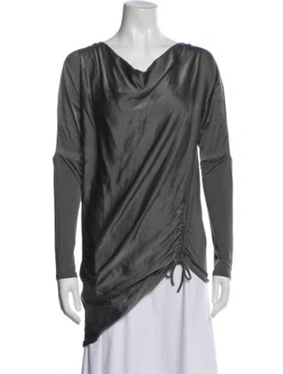 Pre-owned Gold Hawk Silk Cowl Neck Tunic In Gray
